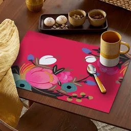 AEROHAVEN Set of 4 Red Floral Polycotton Dining Table Placemats-26