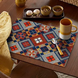 AEROHAVEN Yellow & Orange Set of 4 Geometric Patterned Dining Table Placemats-3