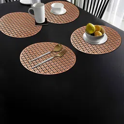 Dakshya Industries 4-Pcs Copper-Toned Self Design Round Table Placemats-25