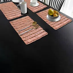 Dakshya Industries 4-Pcs Copper-Toned Self Design Rectangular Table Placemats-49