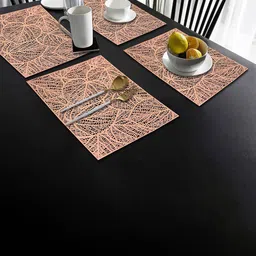 Dakshya Industries Copper-Toned 4-Pieces Rectangular Table Placemats-22