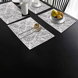 Dakshya Industries Silver Toned 4 Pieces Rectangular Table Placemats-22