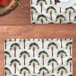 Tasseled Home White & Green 4-Pieces Palm Print Rectangular Table Placemats image 1