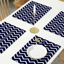 AEROHAVEN Set of 4 Blue & White Striped Textured Table Placemats-10