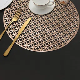 Dakshya Industries Gold-Toned 2-Pieces Round Table Placemats-27