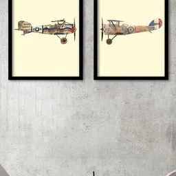 Art Street Set of 2 Art Prints Aeroplane Theme Black Frame Art Prints-image-79