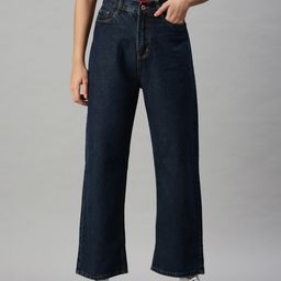 SHOWOFF Women Blue Wide Leg High-Rise Clean Look Jeans-image-57