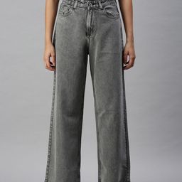 SHOWOFF Women Grey Wide Leg Clean Look High-Rise Jeans-image-74
