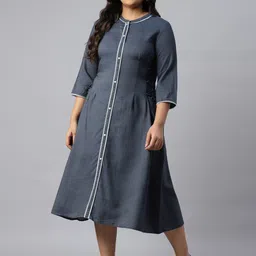AURELIA Blue A-Line Midi Dress-image-58
