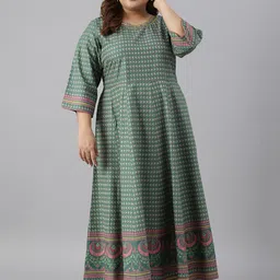 W Plus Size Floral Printed Maxi Ethnic Dress-picture-14