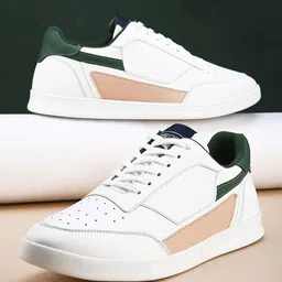 Mast & Harbour Men Cream-Coloured Round Toe Sneakers-picture-11