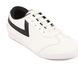 FAUSTO Men White Colourblocked PU Sneakers-image-27