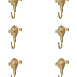 IndianShelf Gold-Toned 6 Pieces Elephant Brass Wall Hooks-image-15