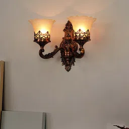Fos Lighting Antique Copper-Toned & White 2-Lights Wall Lamp With Translucent Glass Shades-picture-54