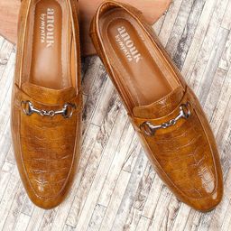 Anouk Men Textured Buckle Detailed Formal Loafers-image-4