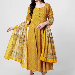 KALINI Floral Printed Regular Gotta Patti Pure Cotton Kurta With Trousers & Dupatta-44