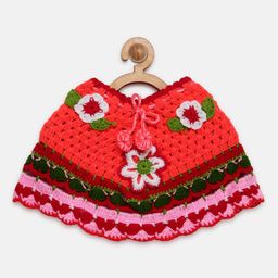 CHUTPUT Girls Pink Floral Hand knitted Crochet Pure Wool Dress-image-37