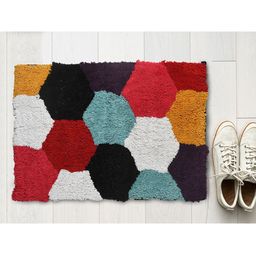 AAZEEM Red & White Cotton Anti Skid Rectangle Doormats-11