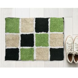 AAZEEM Green & Black Cotton Anti Skid Rectangle Doormat-picture-2