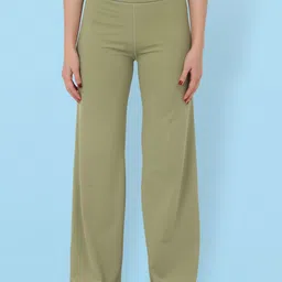 EVERDION Women Green Solid Flared High Rise Yoga Track Pants-image-20