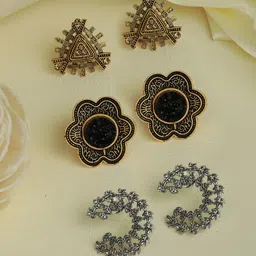 Priyaasi Gold-Toned Contemporary Studs Earrings-8