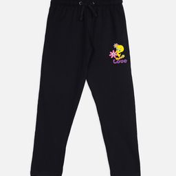 Kids Ville Girls Black Looney Tunes Printed Cotton Lounge Pants-image-43