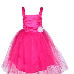 Samsara Couture Girls Magenta Net Dress-image-71