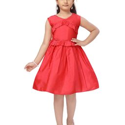 Aarika Red Solid Sleeveless Dress-image-10