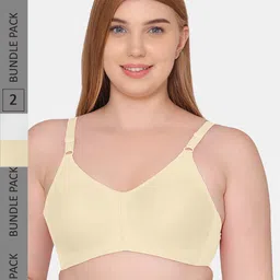 Souminie Pack of 2 Half Coverage Non Padded Seamless Cotton Bra-picture-17