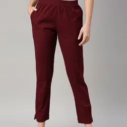 GOLDSTROMS Women Magenta Regular Fit Cotton Trousers-image-67