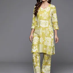 Varanga Printed Straight Pure Cotton Kurta & Trousers-17