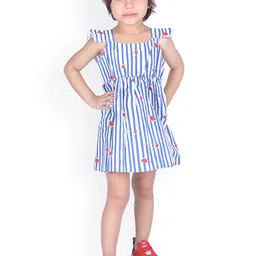 Nino Bambino Girls Multicoloured Striped Sustainable Dress-image-5