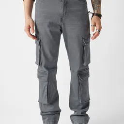The Souled Store Men Grey Stretchable Denim Cargos-image-21