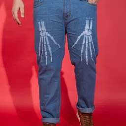 bigbanana Men Plus Size Low Distress Printed Stretchable Jeans-23