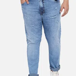 John Pride Plus Size Men Mildly Distressed Heavy Fade Stretchable Jeans-18