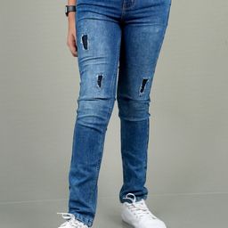 Knit N Knot Boys Blue Low Distress Heavy Fade Stretchable Jeans-image-21