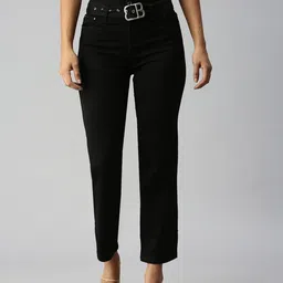 SHOWOFF Women Black Straight Fit High-Rise Stretchable Jeans-image-25