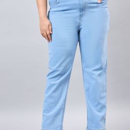 Style Quotient Women Plus Size Light Blue Straight Fit High Rise Stretchable Jeans-image-82