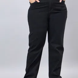 Style Quotient Women Plus Size Black Straight Fit High Rise Stretchable Jeans-image-49