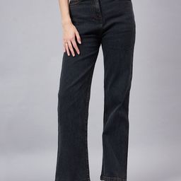Orchid Blues Women Flared High-Rise  Clean Look Cotton Jeans-image-65