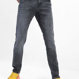 HIGHLANDER Men Grey Slim Fit Low Distress Light Fade Stretchable Jeans-picture-2