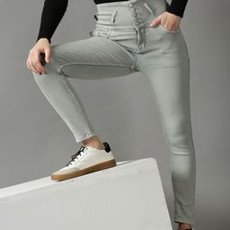 SHOWOFF Women Green Skinny Fit High-Rise Light Fade Stretchable Jeans-image-51