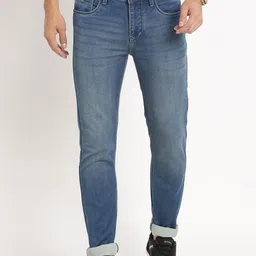 Turtle Men Narrow Tapered Fit Light Fade Clean Look Stretchable Jeans-image-28