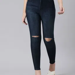 ZHEIA Women Skinny Fit High-Rise Slash Knee Stretchable Jeans-picture-46