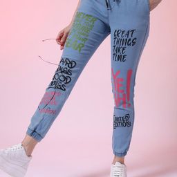 Freehand by The Indian Garage Co Women Mid-Rise Typography Printed Stretchable Jeans-picture-44