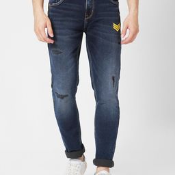 SPYKAR Men Cotton Slim Fit Narrow Low Distressed Light Fade Jeans-picture-10