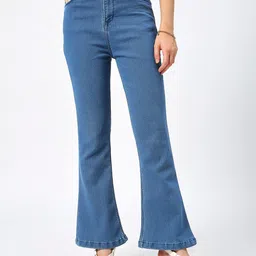 HJ HASASI Women Bootcut High-Rise Acid Wash Clean Look Stretchable Jeans-34