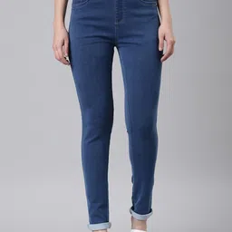 SHOWOFF Women Jean Skinny Fit Cuffed Hem High-Rise Cotton Jeans-image-44
