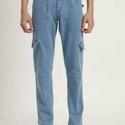 RAGZO Men Relaxed Fit Low Distress Stretchable Pure Cotton Cargo Jeans-image-51