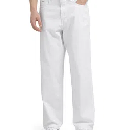RARE RABBIT Men Bron Primary White Comfort Baggy Mid-Rise Jeans-image-44